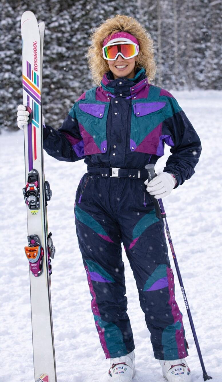 Couloir Ski Suit One Piece Snowsuit Snow Bib Green Purple Retro Vintage 80sf